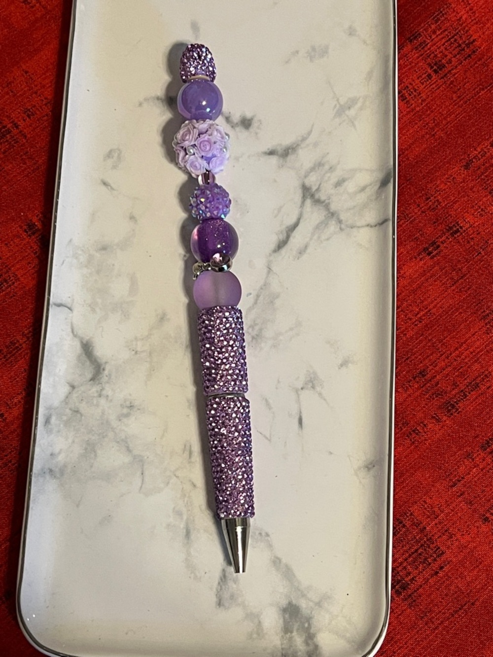Extended rod Bling pen w/ fancy beads & dangle charm